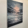 Original Acrylic Painting Pink Sunset Bigbury Bay Devon