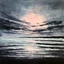 Original Acrylic Painting Pink Sunset Bigbury Bay Devon