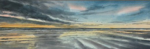 Original Painting Bigbury Bay Sunset Devon