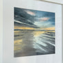 Original Painting Sunset Wet Sand Reglections Bigbury Bay Devon