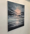 Original Acrylic Painting Pink Sunset Bigbury Bay Devon