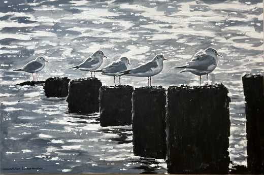 Light on River Thames London Original acrylic painting