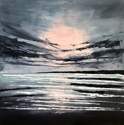 Original Painting 'Pink Sunset' Bigbury Bay Devon